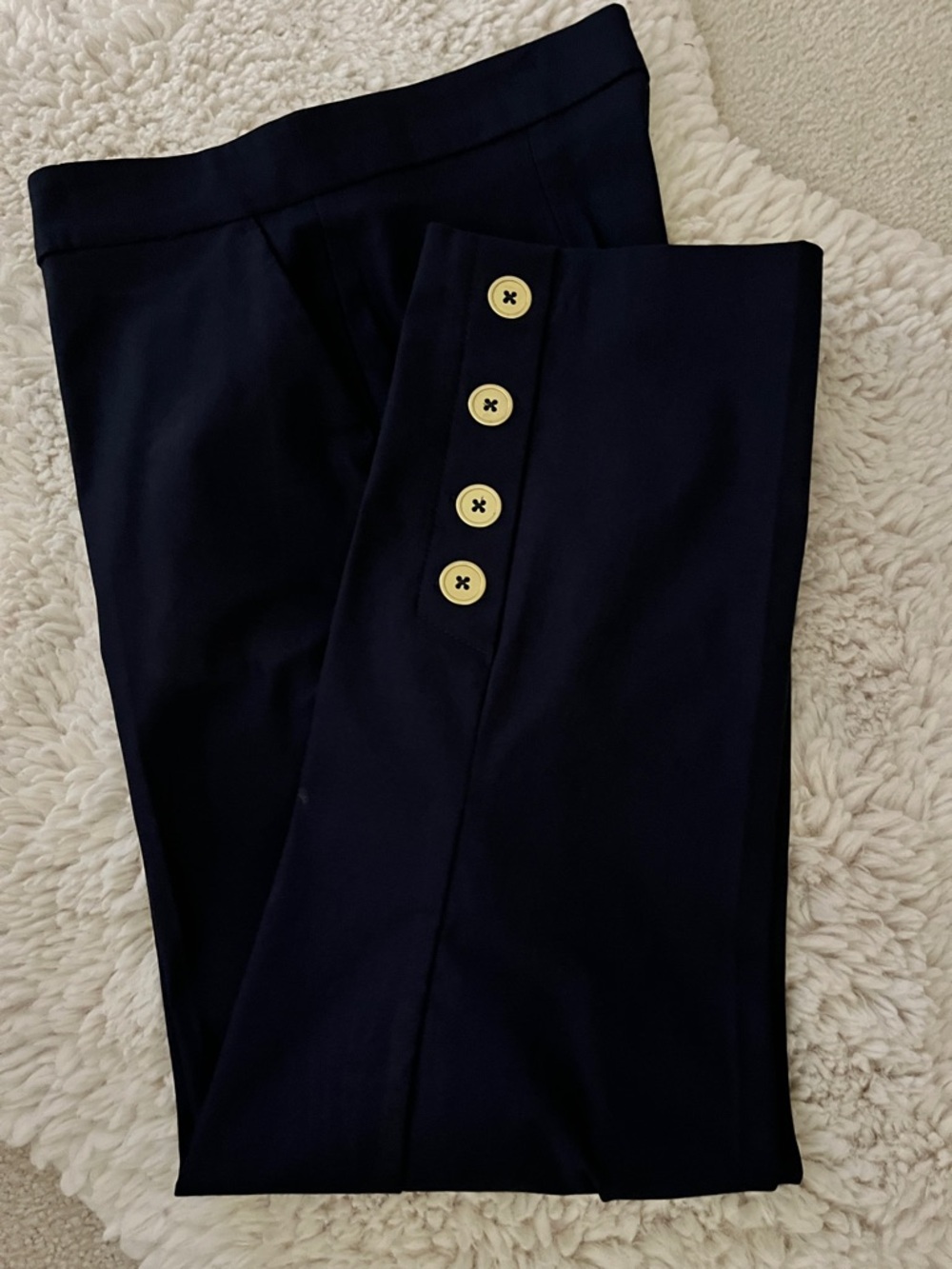 Jules & Leopold Navy Straight Leg Pants with Gold Buttons..NWOT